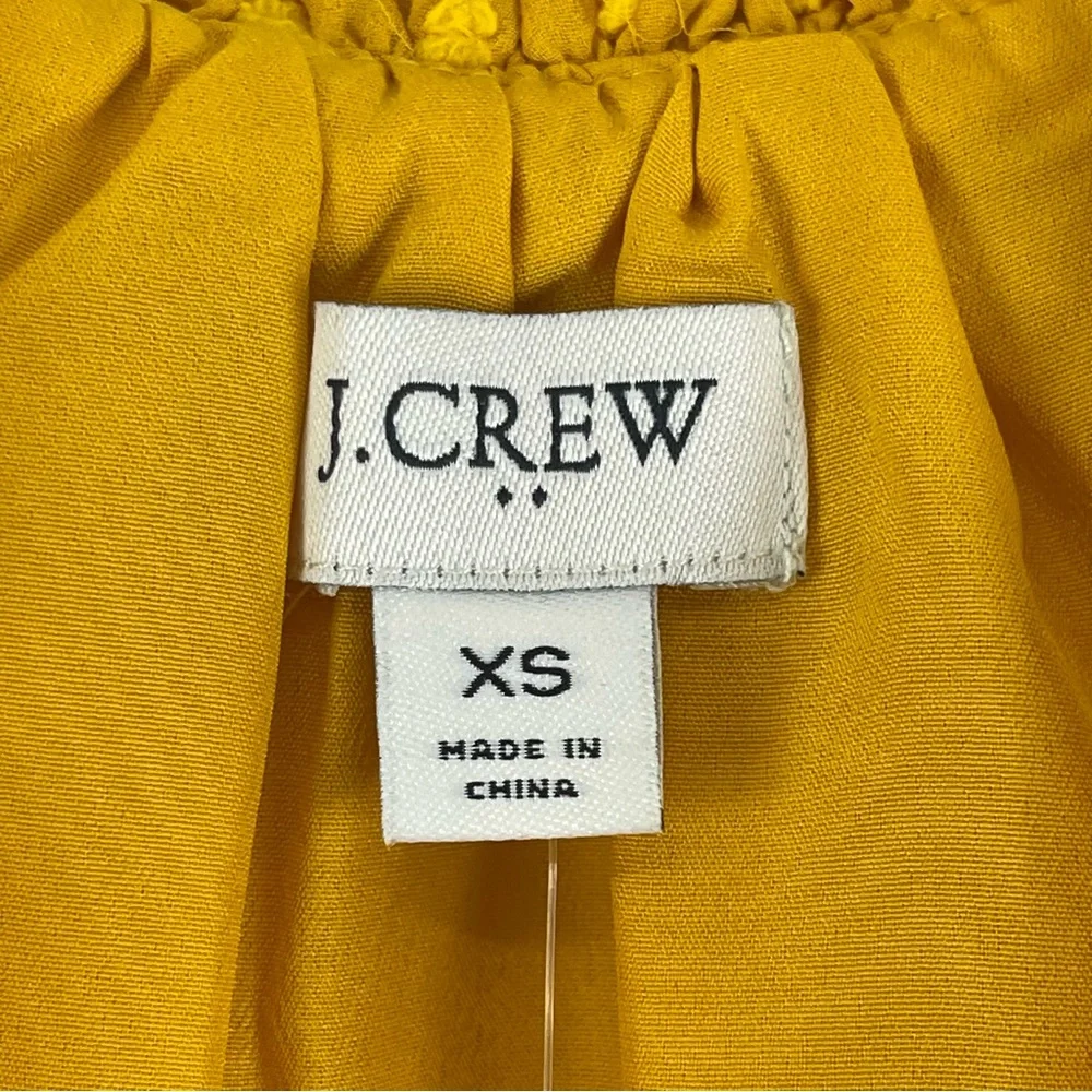J.Crew Ruffle Swiss Dot Sleeveless Blouse Yellow Mustard XS New NWT Textured Top